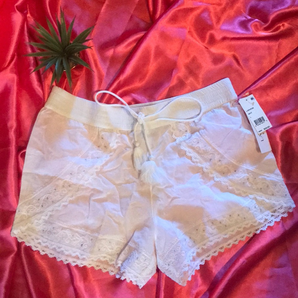 NWT La Blanca Cotton Sequin Shorts Resortwear SZ L